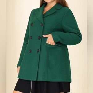 Agnes Orinda Coat - Double-Breasted Green Women's Peacoat